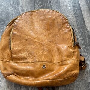 Vintage Tan Leather Backpack
